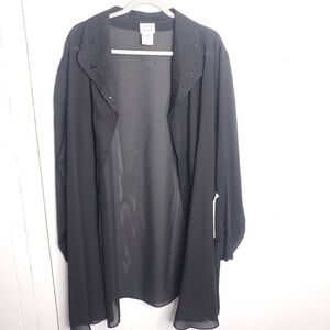 Vintage Top Womens 26W Evening Jacket Sheer Sweater Scalloped Neck Embroidered